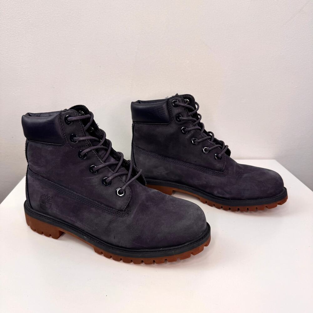 TIMBERLAND Boys Boots 6 Navy Blue Nubuck Premium Waterproof 6" Combat Boot 3793A - Picture 2 of 9